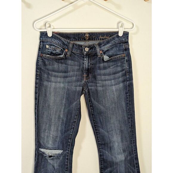 7 For All Mankind Bootcut Low Rise Distressed Jeans - Size 27 - Picture 2 of 9